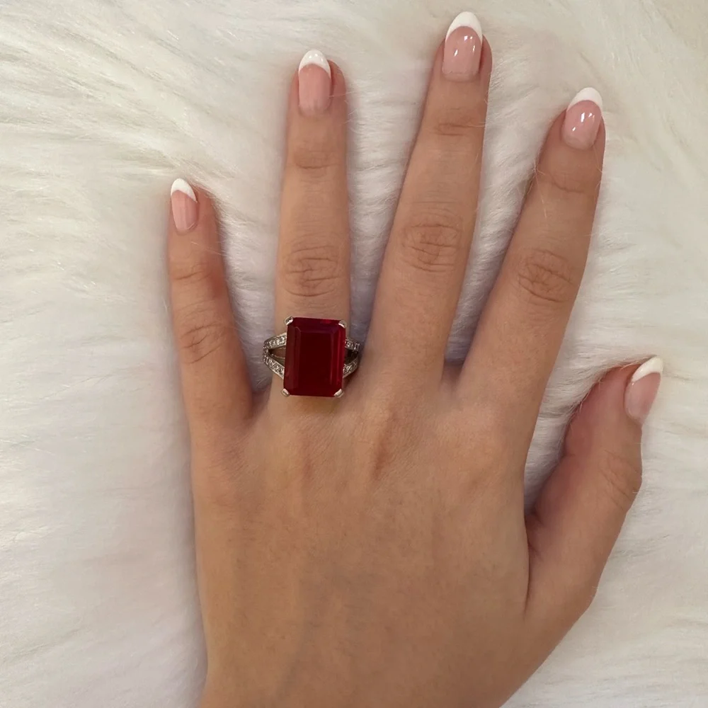 Radiant Red Gemstone Women's Ring